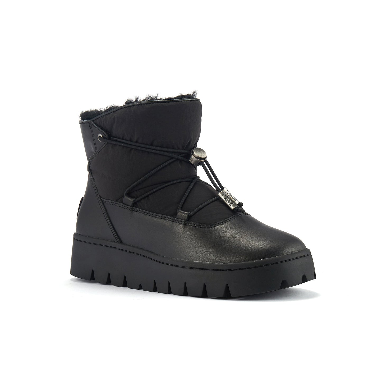 Sheepskin Fur Lined Ankle Height Snow Boot ADELINE BLACK