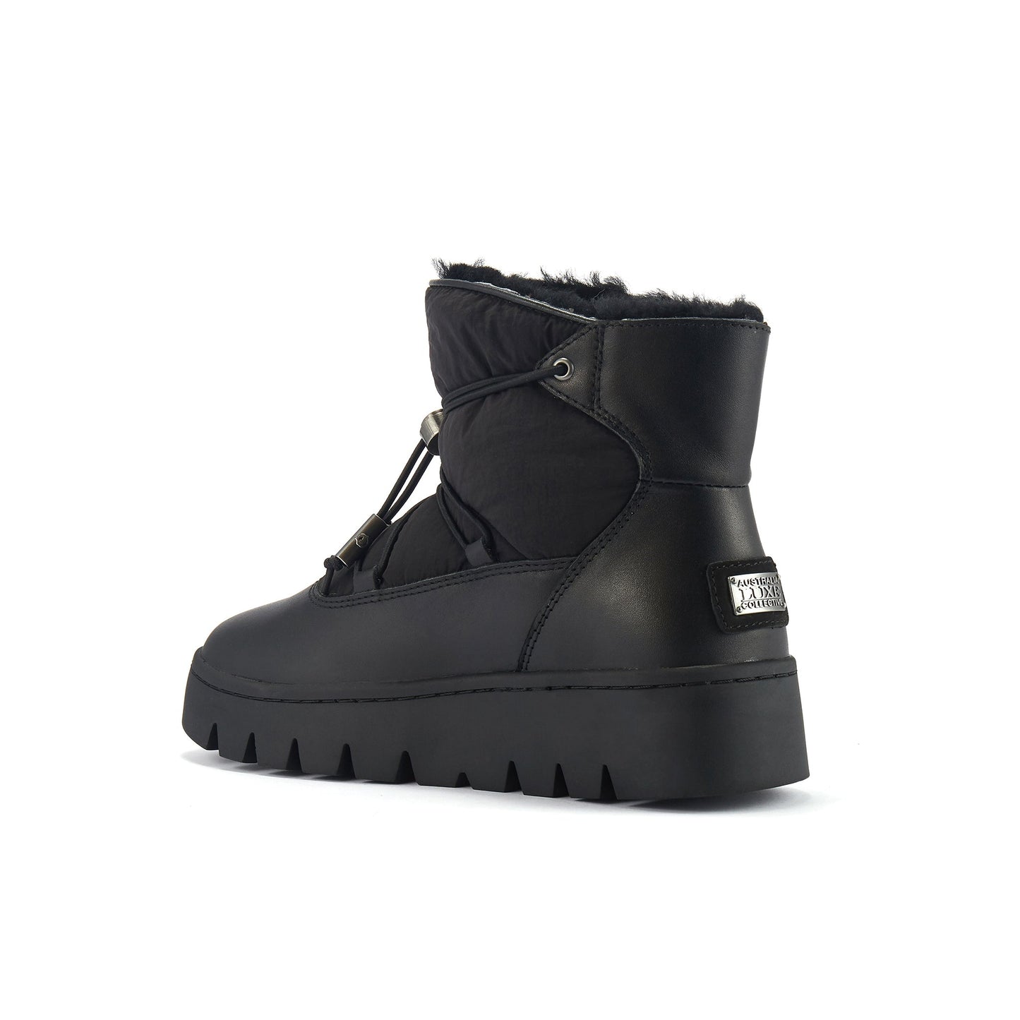 Sheepskin Fur Lined Ankle Height Snow Boot ADELINE BLACK