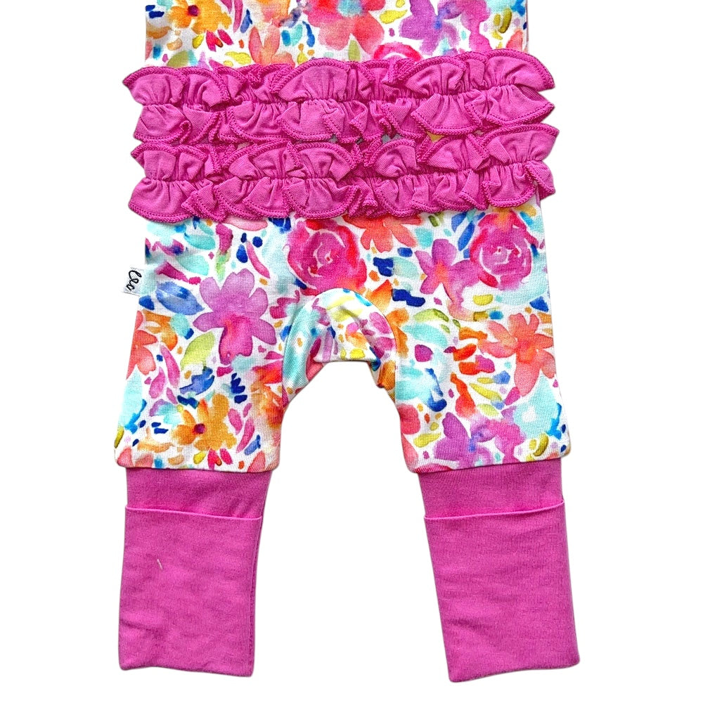 Korrie Floral Bamboo Ruffle Convertible Footie Laree + Co.