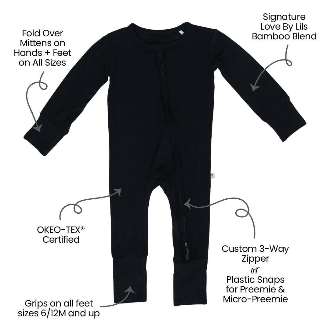 Allie Black Bamboo Convertible Footie 2T-4T Laree + Co.