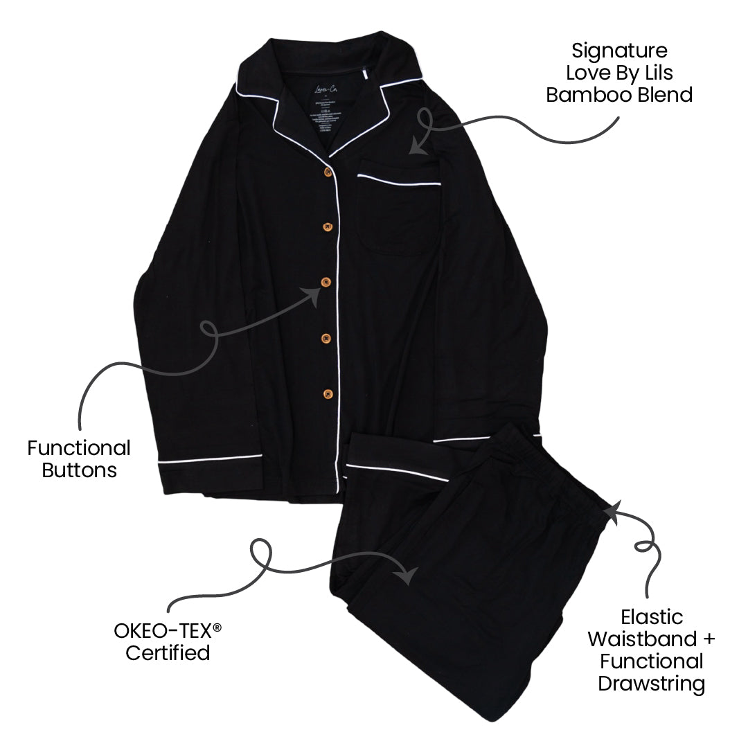 Bamboo Luxe Lounge Set Long Sleeve Women's Allie Black Laree + Co.