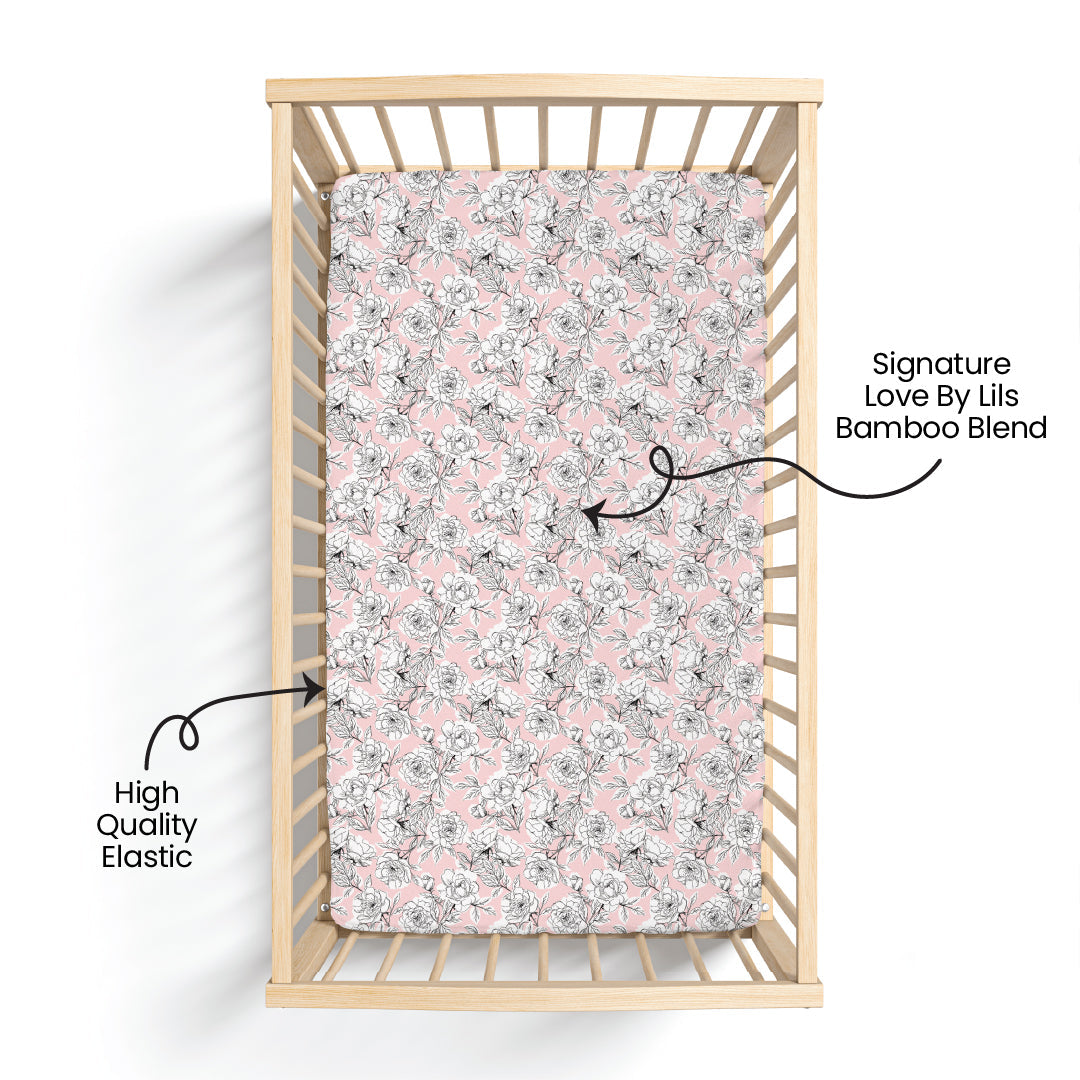 Allie Floral Bamboo Crib Sheet Laree + Co.