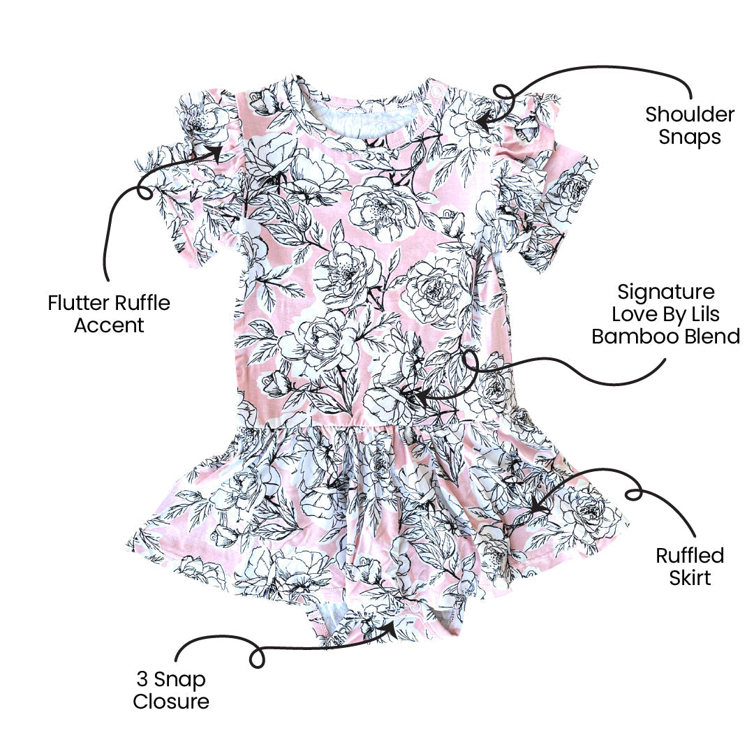 Floral Bamboo Skirted Bodysuit Long Sleeve Allie