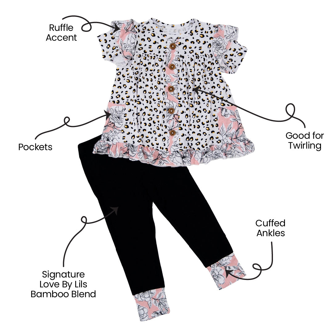 Bamboo Peplum Short Sleeve + Legging Set Laree + Co.
