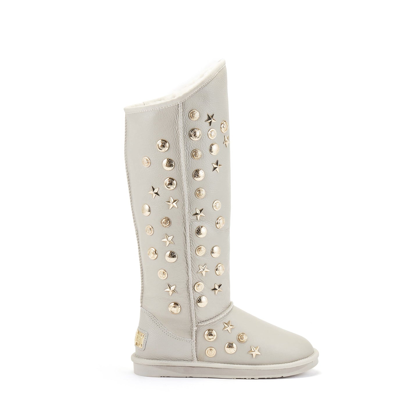 Tall Ice Gray Sheepskin Fur Lined Knee Height Boot ANGEL