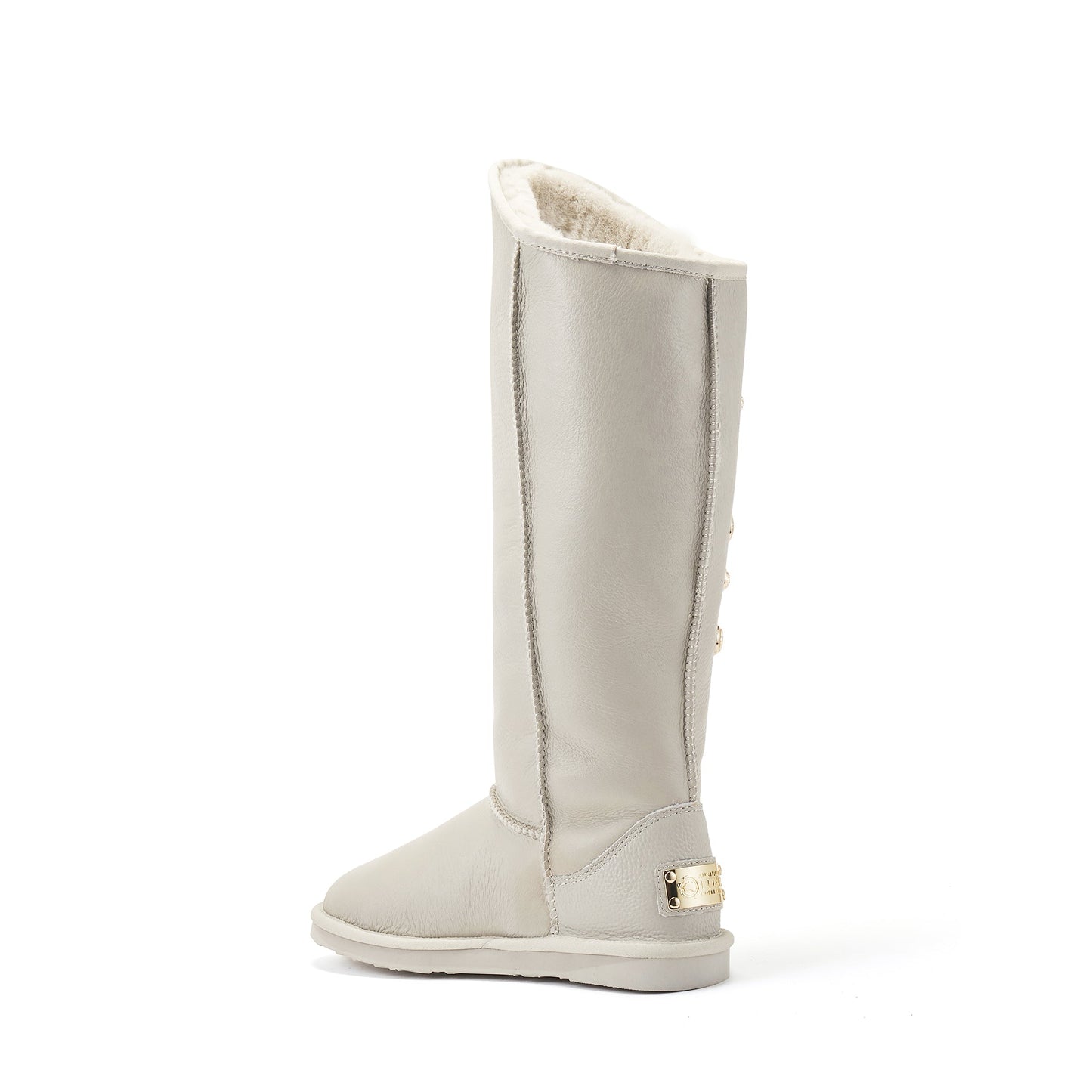 Tall Ice Gray Sheepskin Fur Lined Knee Height Boot ANGEL