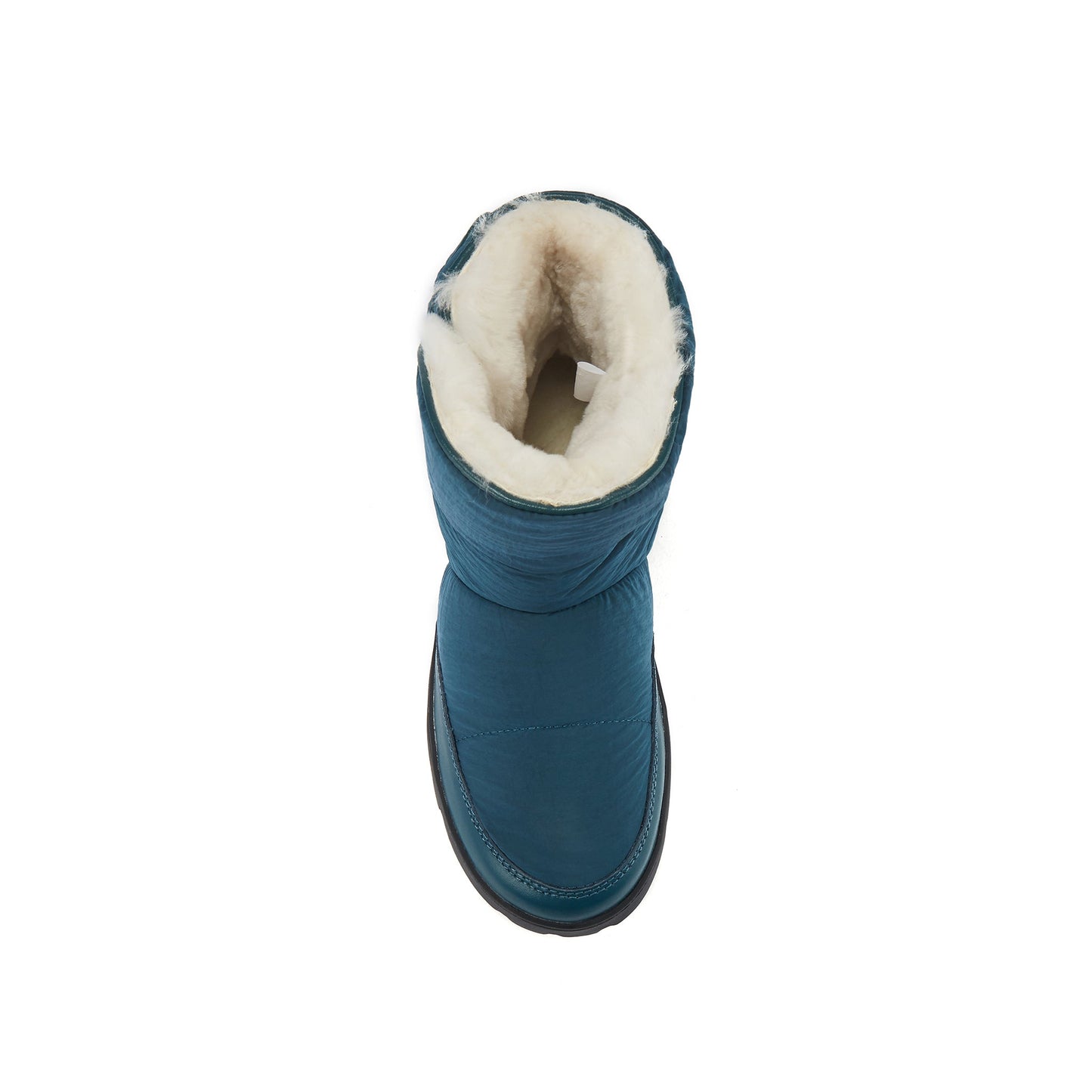 Ankle Height Sheepskin Fur Lined Snow Boot with Velcro Fastening ARWEN PETROL