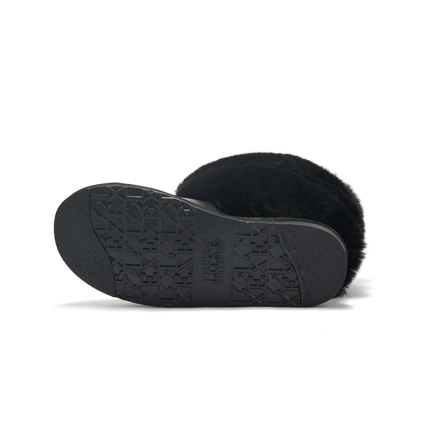 Black Satin Sheepskin Lined Short Boot ATILLA