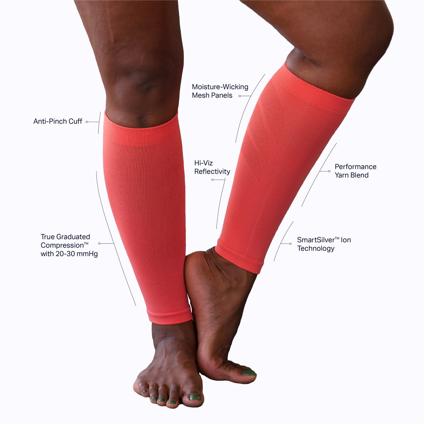 Calf Compression Sleeves Graduated 20-30mmHg Compression Athletic Calf Sleeves Comrad