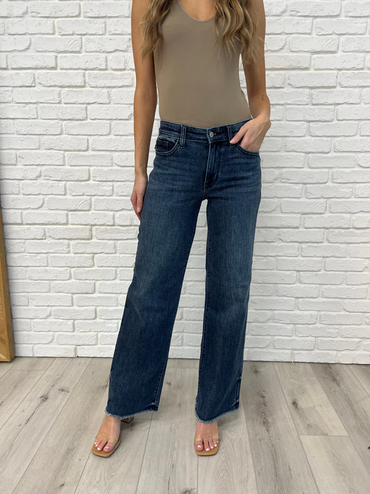 Addie Mid Rise Vintage Wash Wide Leg Jeans Judy Blue