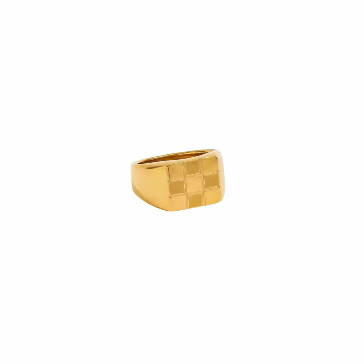 Squares Pattern Stainless Steel Ring Durable Jewelry ADIBA