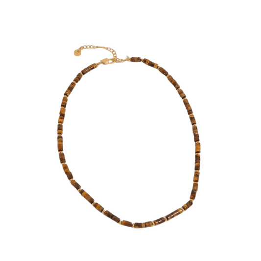 Brown Tiger Eye Stainless Steel Necklace ADIBA