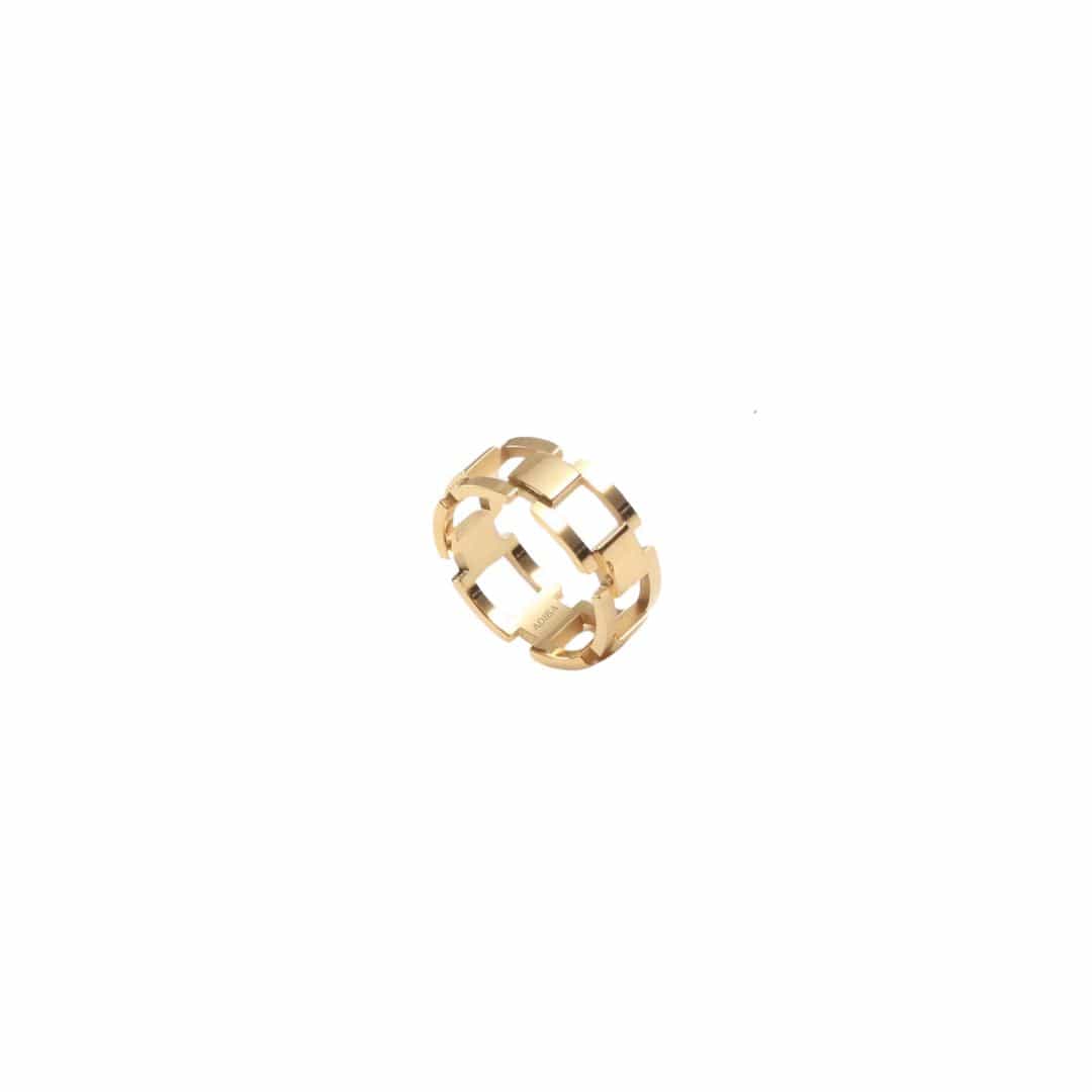 Fusion Links Stainless Steel Hollow Chainlink Gold Ring