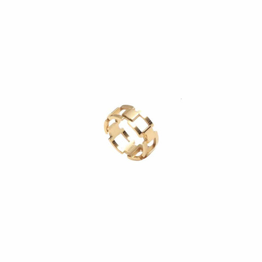 Fusion Links Stainless Steel Hollow Chainlink Gold Ring