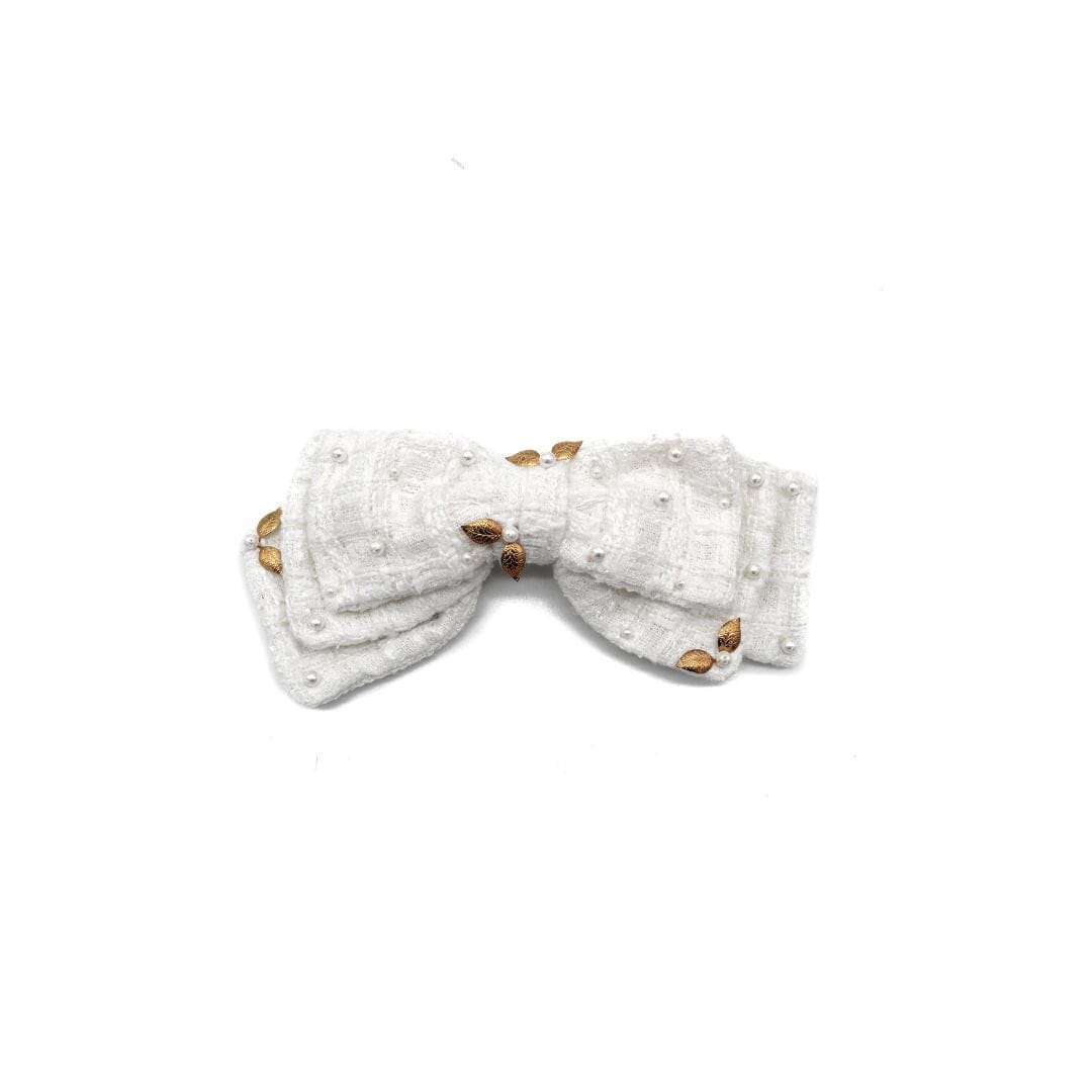 White Tweed Harmony Barrette Hair Accessory ADIBA