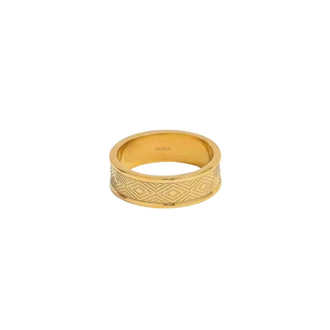 Diamonds Pattern 18k Gold Plated Stainless Steel Ring