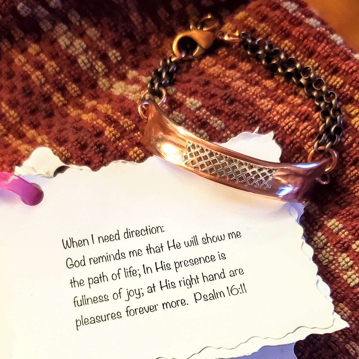Adjustable Copper Channel Silver Mesh Cuff Bracelet Handmade