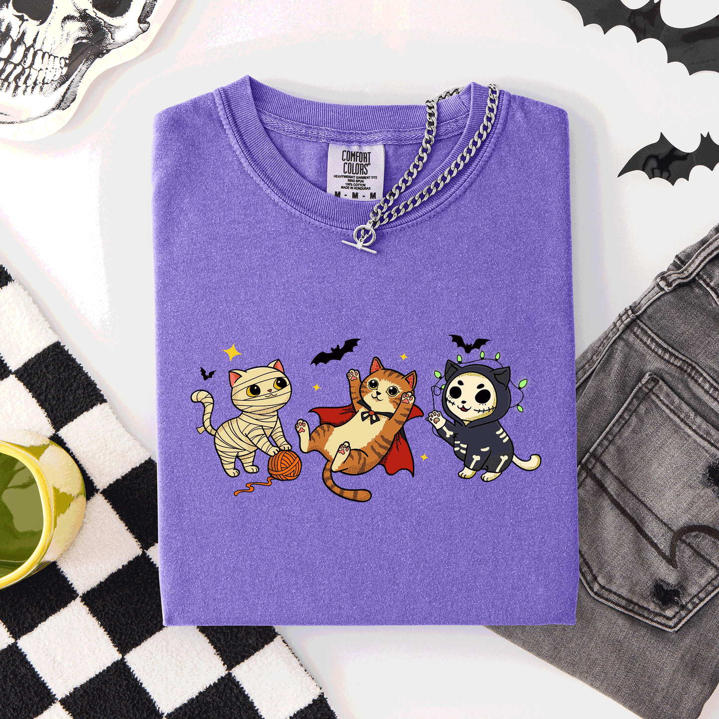 Adorable Halloween Cats, Cute, Fall, Autumn, Costume, Comfort Colors T-Shirt
