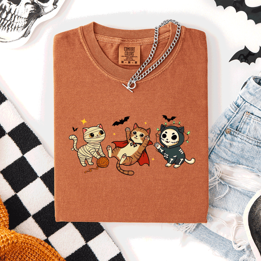 Adorable Halloween Cats, Cute, Fall, Autumn, Costume, Comfort Colors T-Shirt