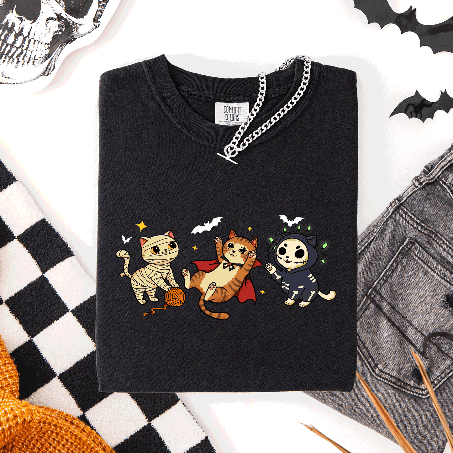 Adorable Halloween Cats, Cute, Fall, Autumn, Costume, Comfort Colors T-Shirt