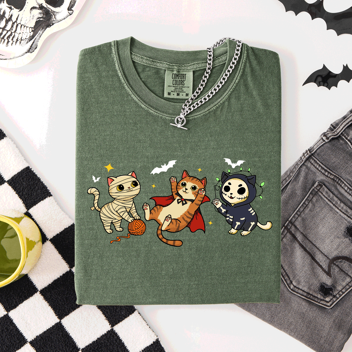 Adorable Halloween Cats, Cute, Fall, Autumn, Costume, Comfort Colors T-Shirt