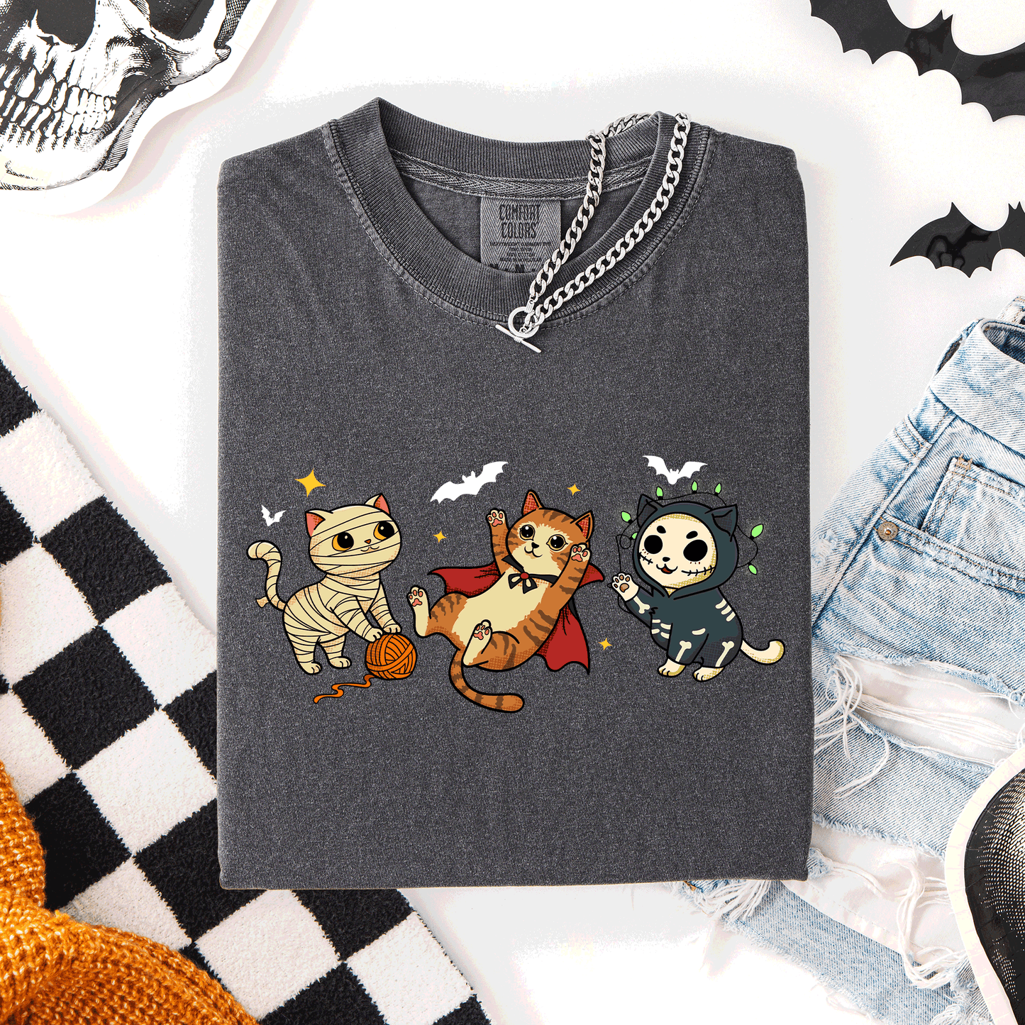 Adorable Halloween Cats, Cute, Fall, Autumn, Costume, Comfort Colors T-Shirt