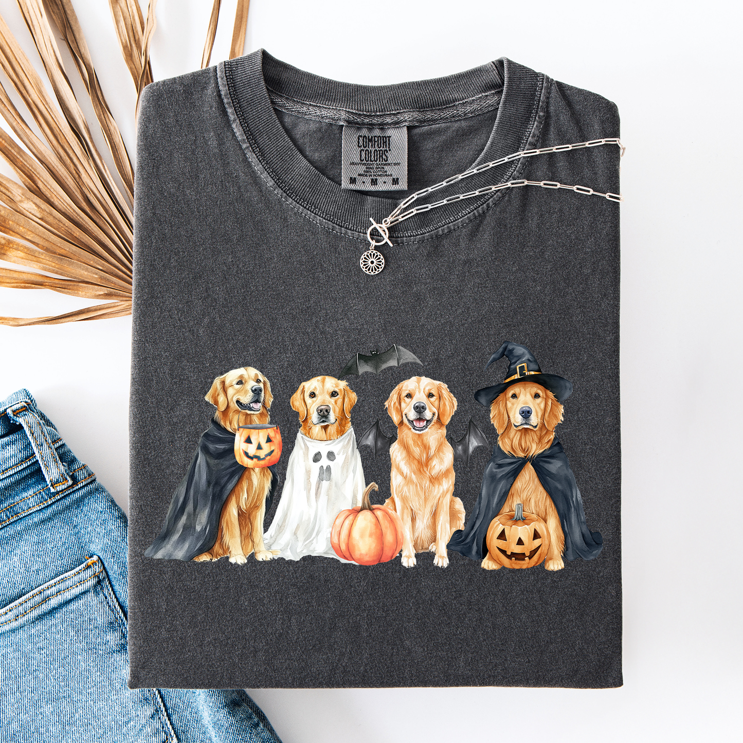 Adorable Halloween Dogs, Bats, Pumpkins, Spooky, Witch, Comfort Colors T-Shirt