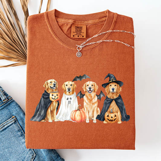 Adorable Halloween Dogs, Bats, Pumpkins, Spooky, Witch, Comfort Colors T-Shirt
