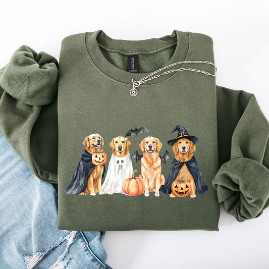 Adorable Halloween Dogs, Bats, Pumpkins, Spooky, Witch, Halloween Sweatshirt