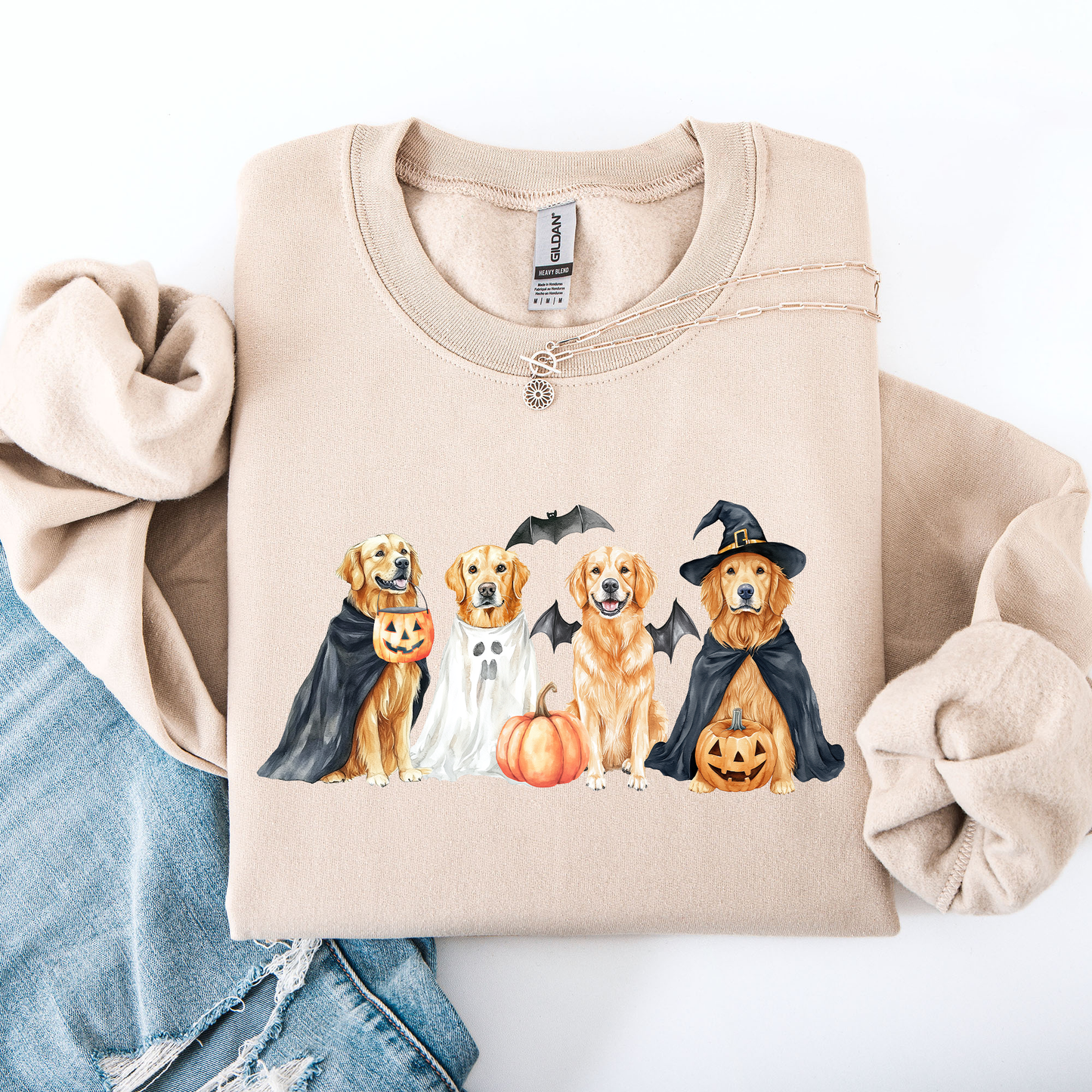 Adorable Halloween Dogs, Bats, Pumpkins, Spooky, Witch, Halloween Sweatshirt