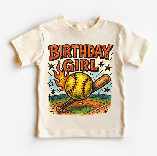 Girls Softball Birthday Shirt Comfortable Girls Birthday Tee Madi Moosh