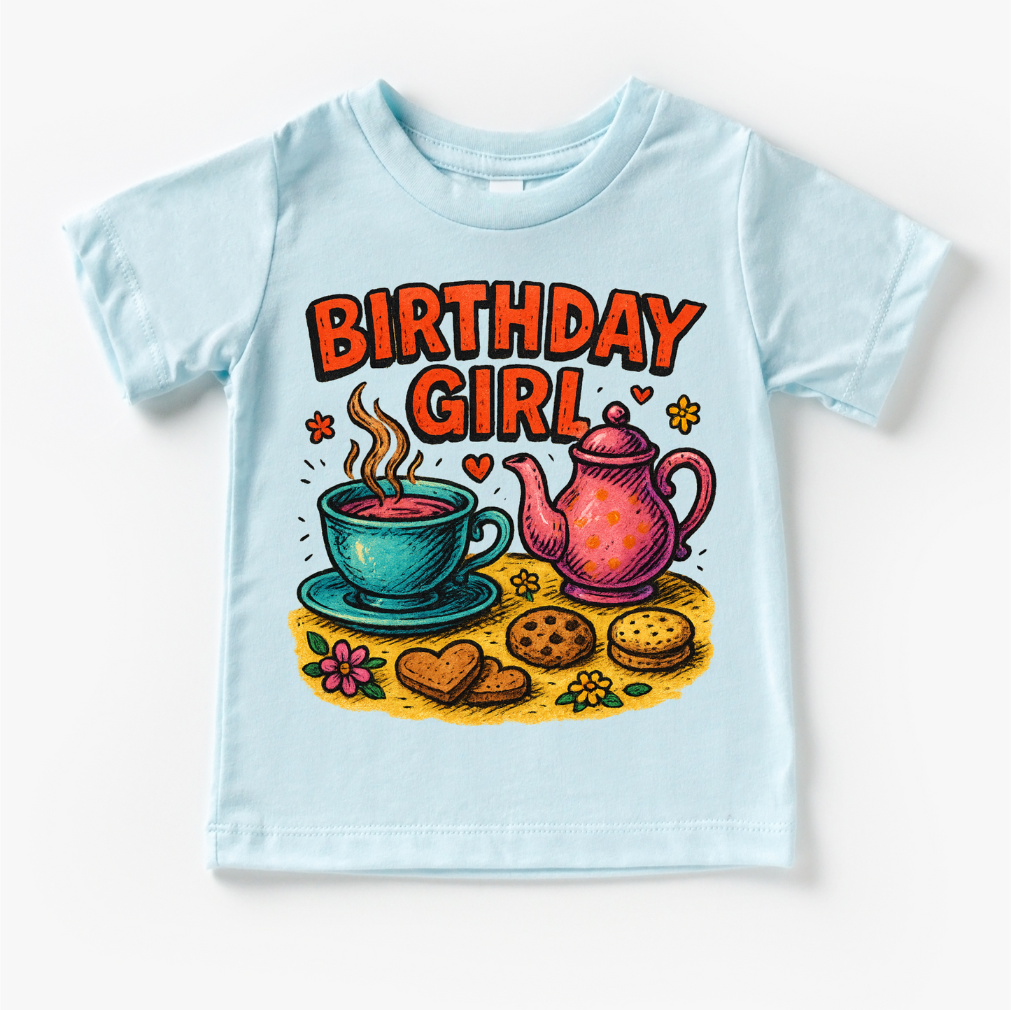 Girls Tea Party Birthday Shirt Soft Cotton Girls Birthday Tee Madi Moosh