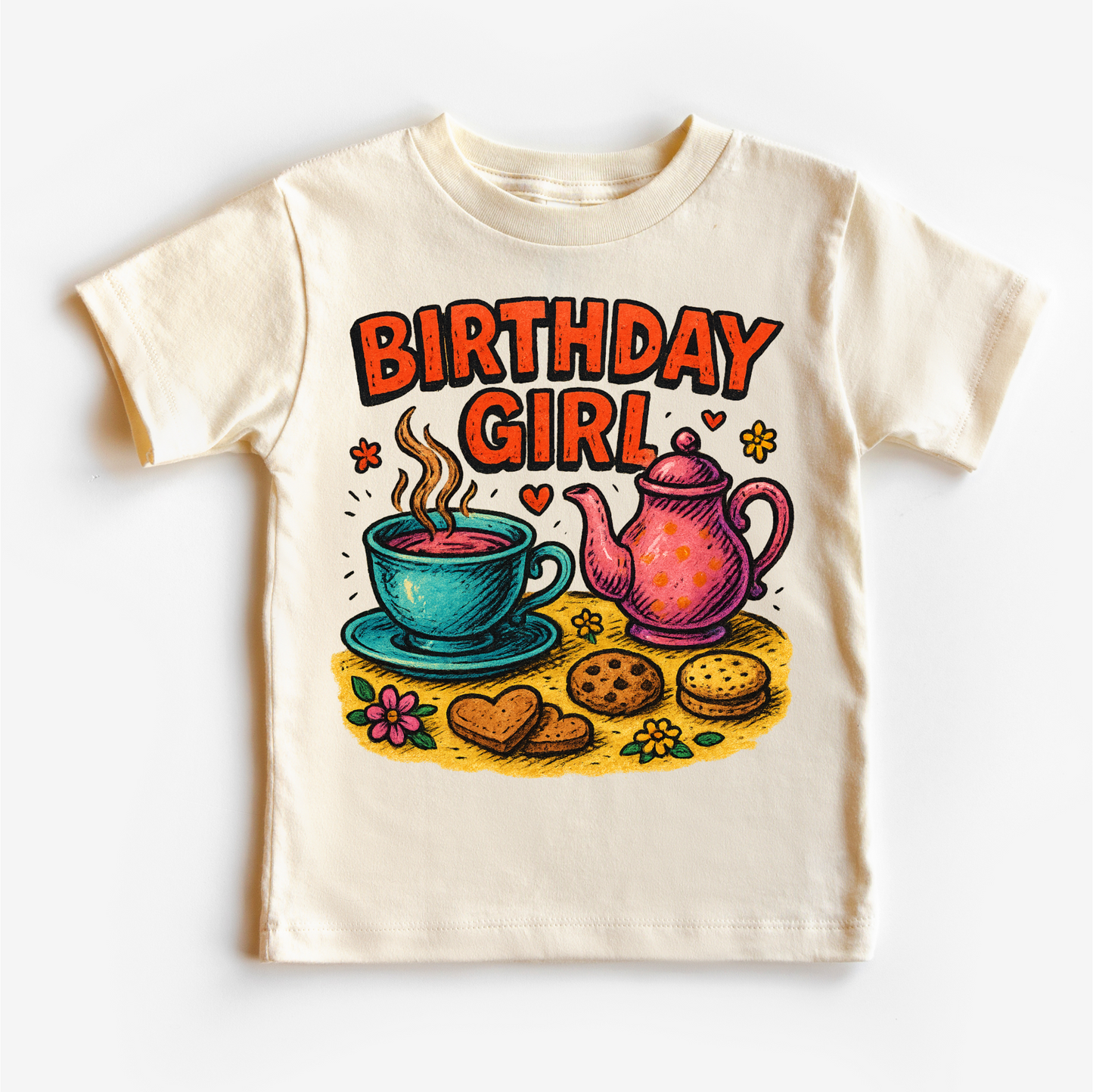 Girls Tea Party Birthday Shirt Soft Cotton Girls Birthday Tee Madi Moosh
