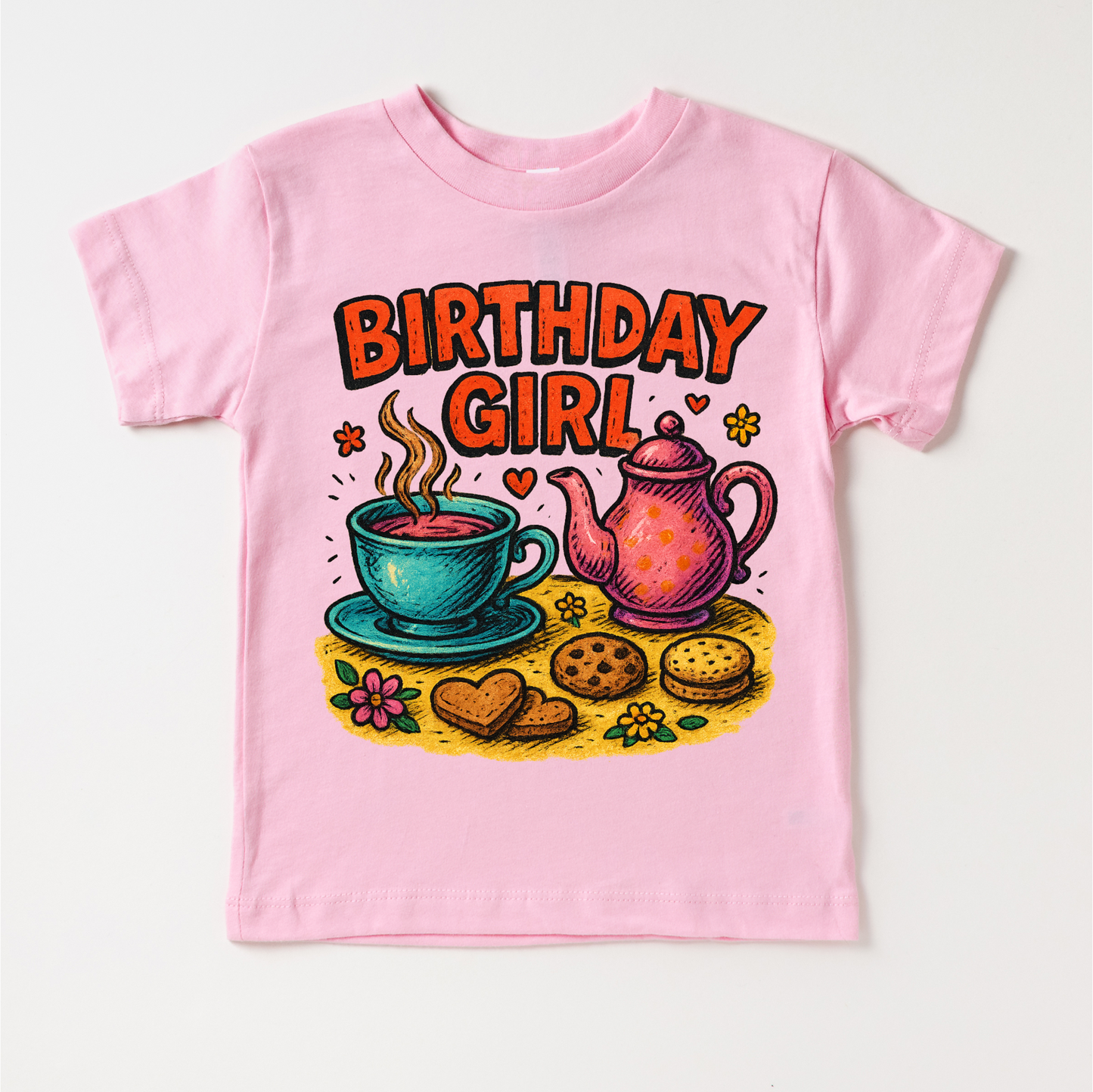 Girls Tea Party Birthday Shirt Soft Cotton Girls Birthday Tee Madi Moosh