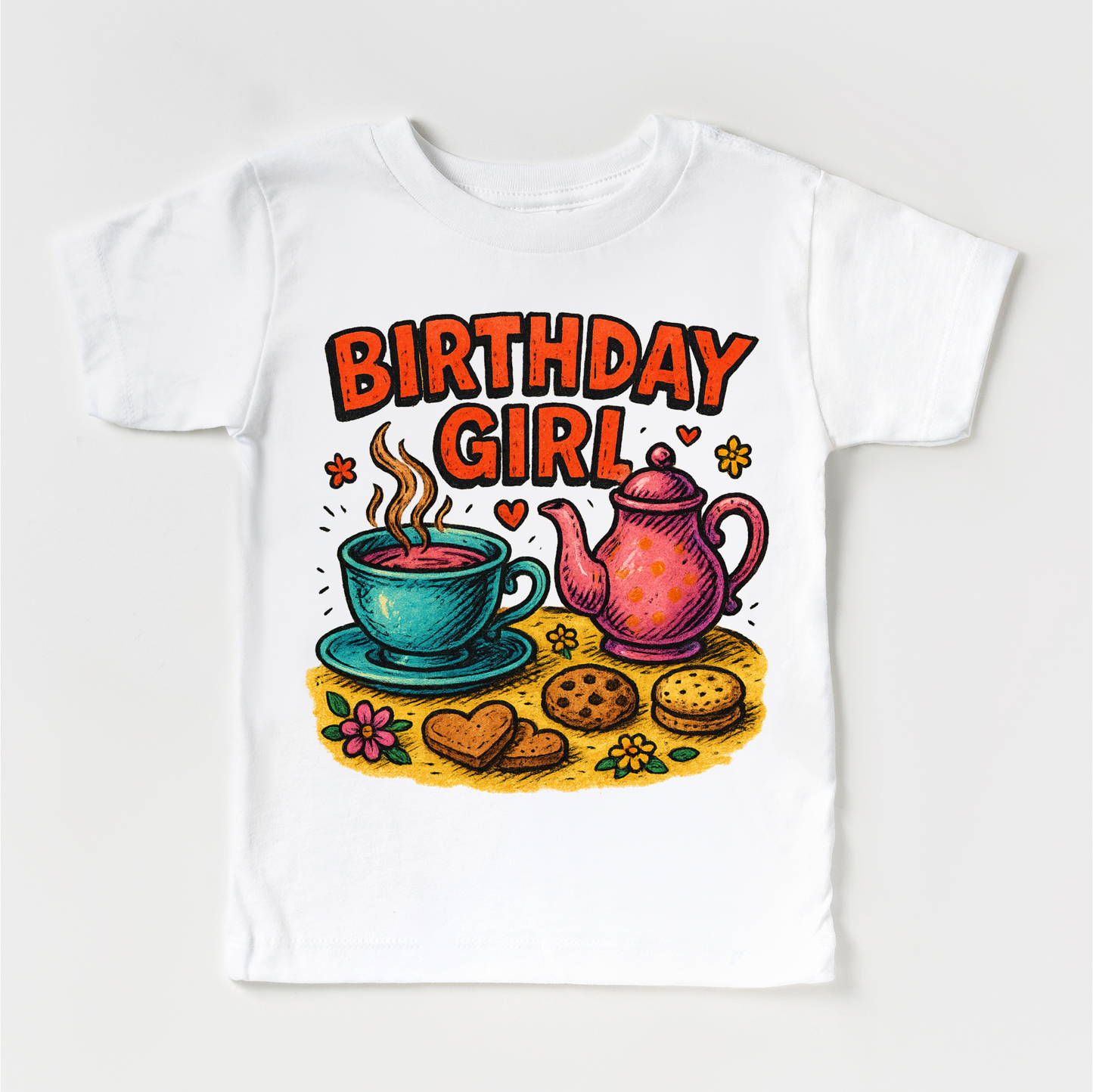 Girls Tea Party Birthday Shirt Soft Cotton Girls Birthday Tee Madi Moosh