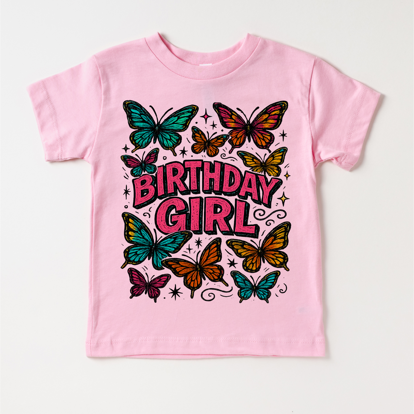 Girls Butterfly Birthday Shirt Comfortable Girls Birthday Tee Madi Moosh