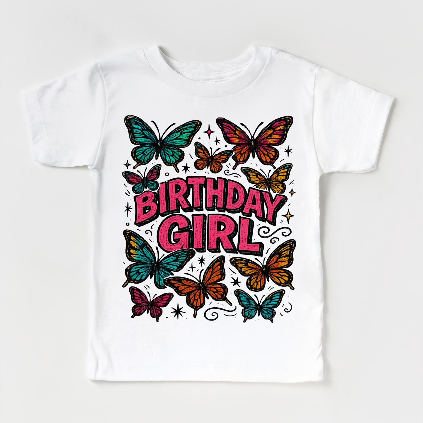 Girls Butterfly Birthday Shirt Comfortable Girls Birthday Tee Madi Moosh