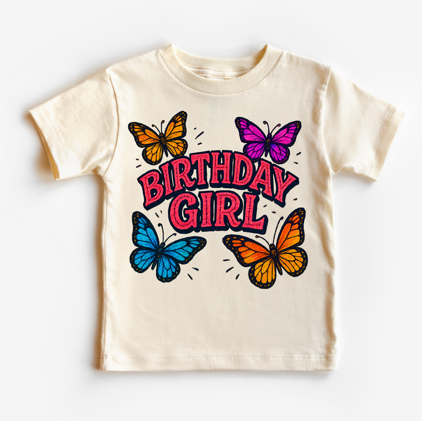 Girls Butterfly Birthday Shirt Soft Cotton Girls Birthday Tee Madi Moosh