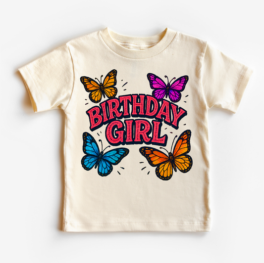 Girls Butterfly Birthday Shirt Soft Cotton Girls Birthday Tee Madi Moosh