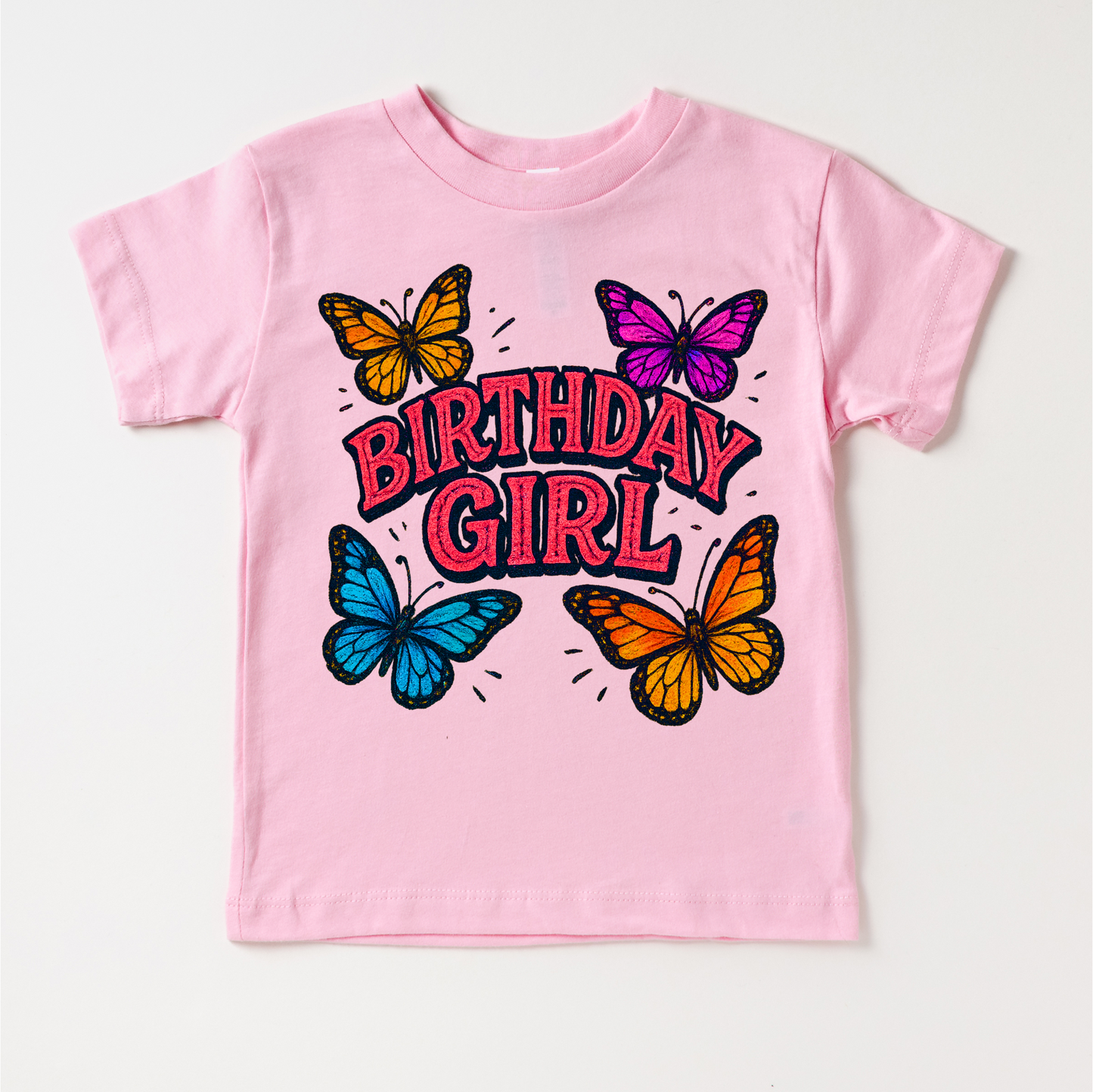 Girls Butterfly Birthday Shirt Soft Cotton Girls Birthday Tee Madi Moosh