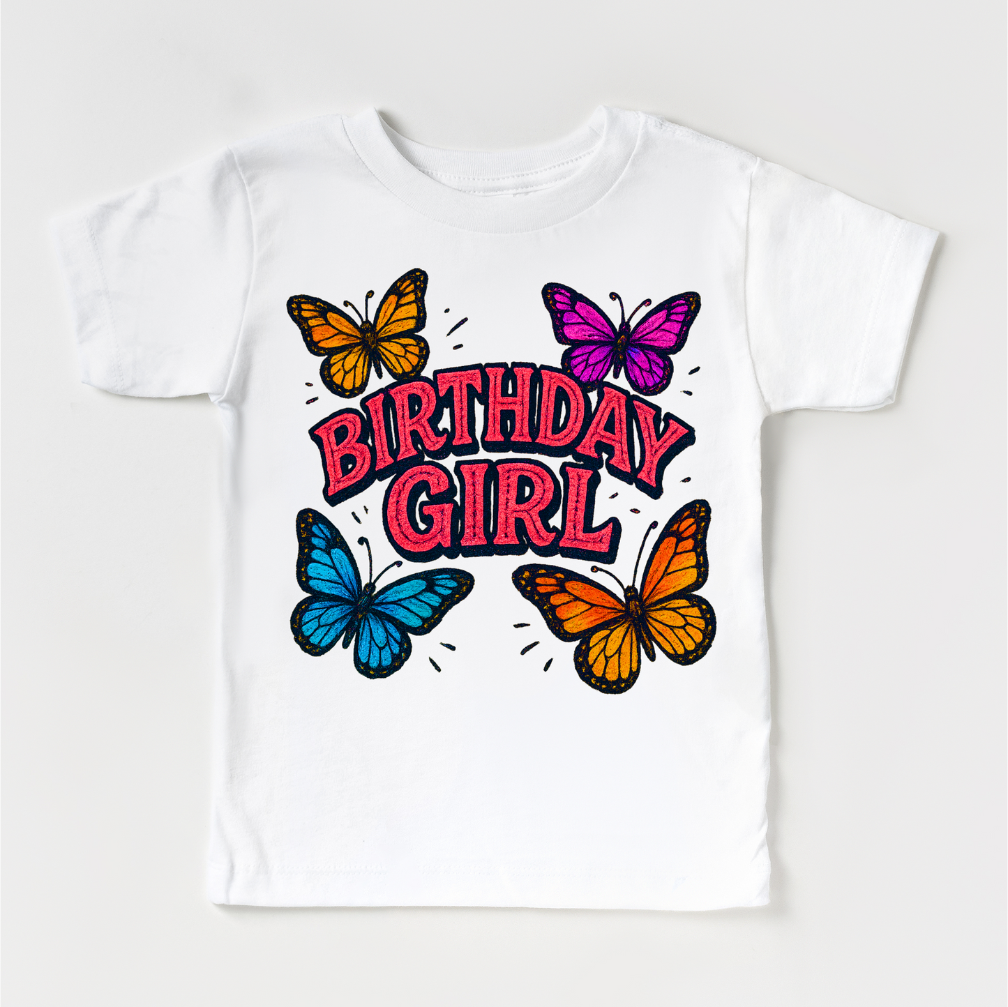 Girls Butterfly Birthday Shirt Soft Cotton Girls Birthday Tee Madi Moosh