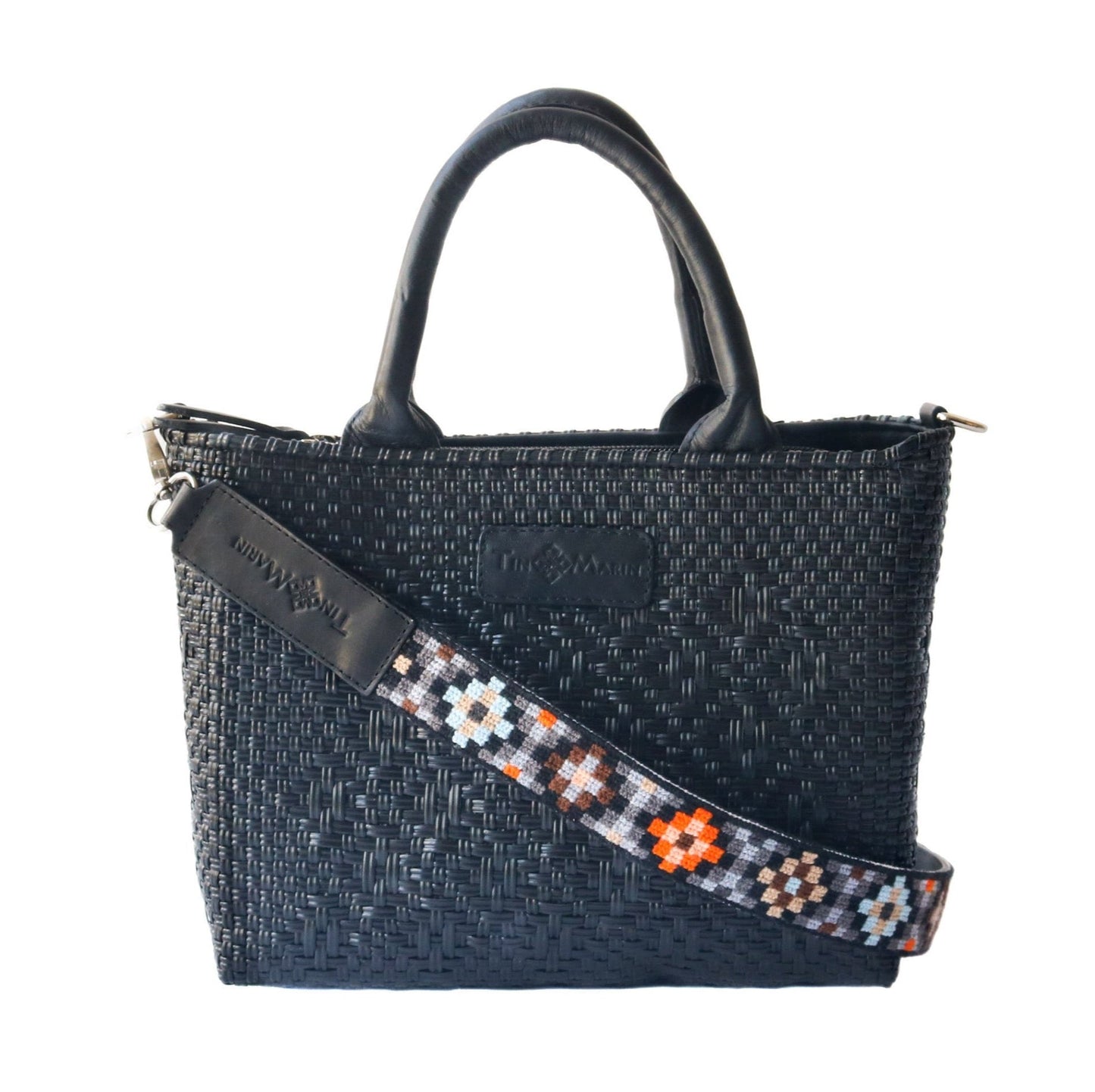 Mai Woven Brown & Orange Leather Bag Strap Tin Marin