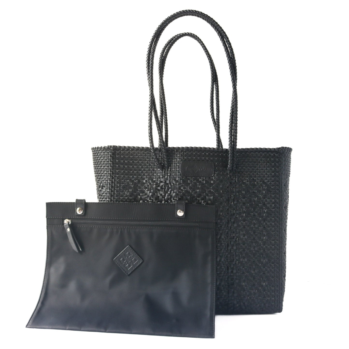 All Black Woven Tote Handwoven Tote Bag Tin Marin