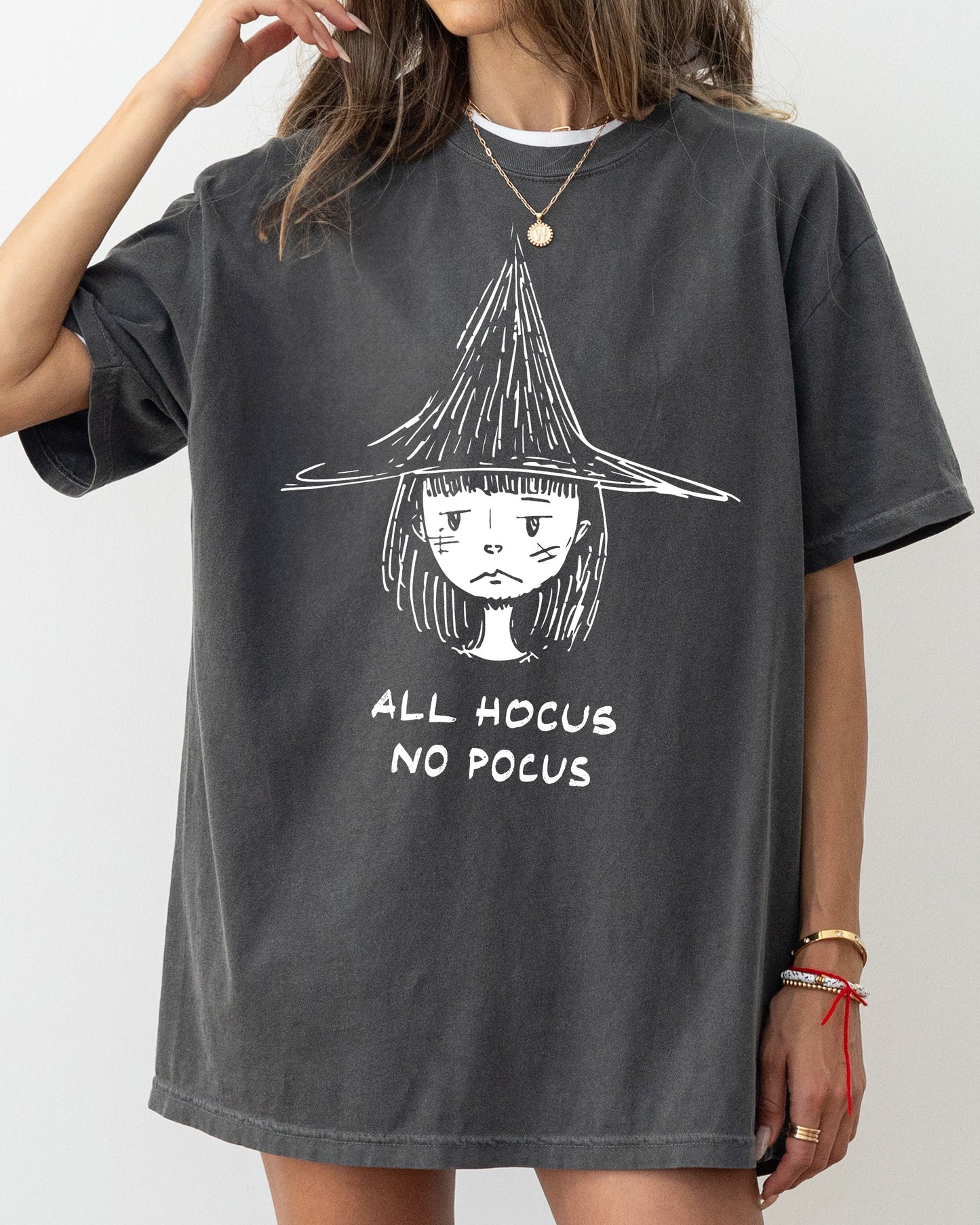 All Hocus No Pocus, Witch, Aesthetic, Funny, Meme, Halloween, Spooky, Costume, Skeleton Tshirt Comfort Colors T-Shirt