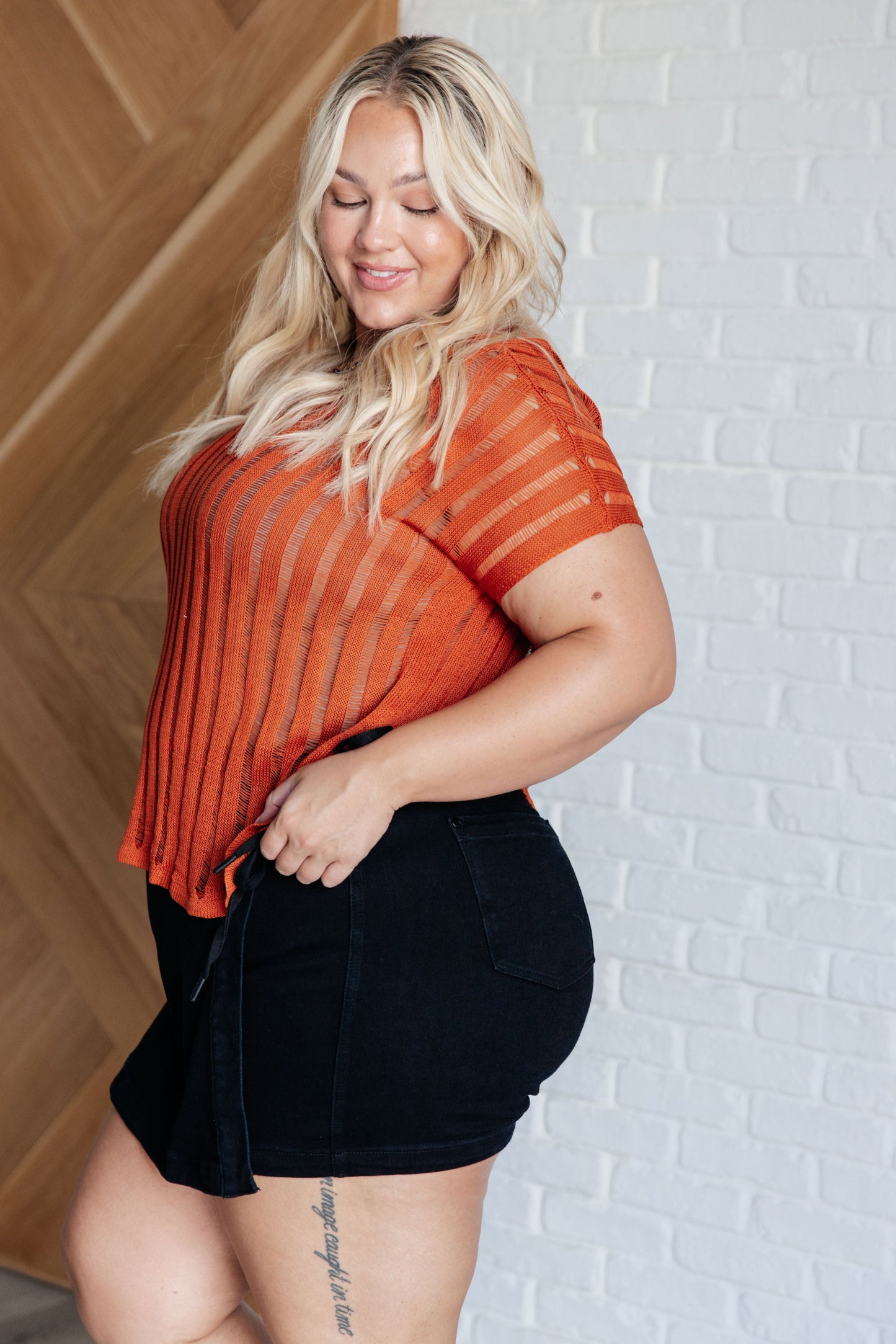 Loose Knit Burnt Orange Wide V-Neck Top All I See Is You