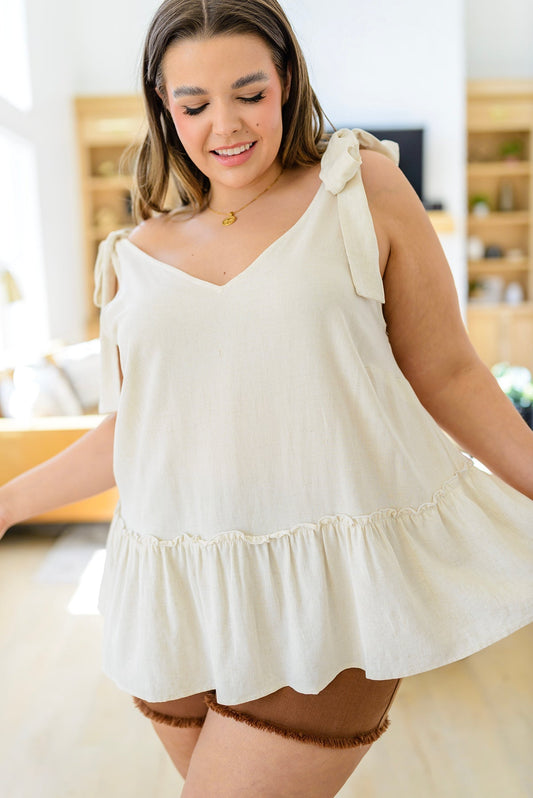 Peplum Tank Tie Details Woven Rayon All Tied Up