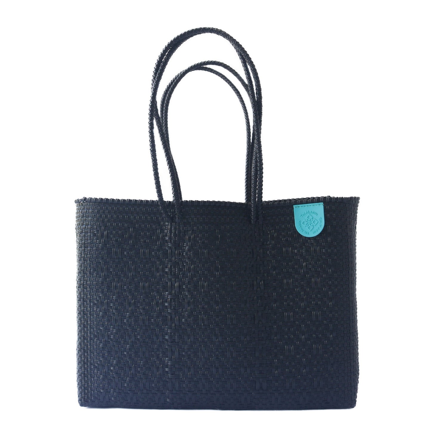 All Black Woven Super Tote Water-Resistant Tote Bag
