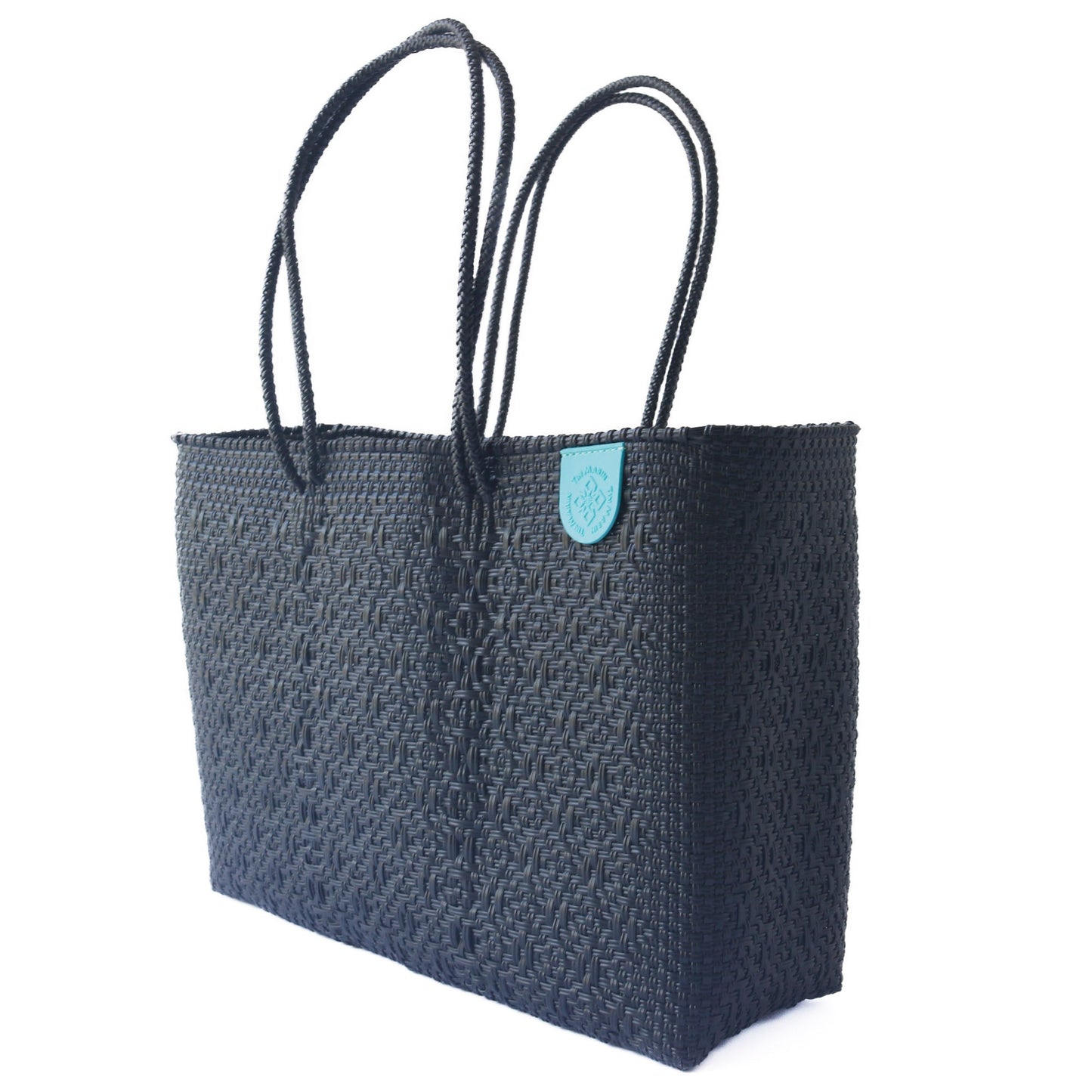 All Black Woven Super Tote Water-Resistant Tote Bag