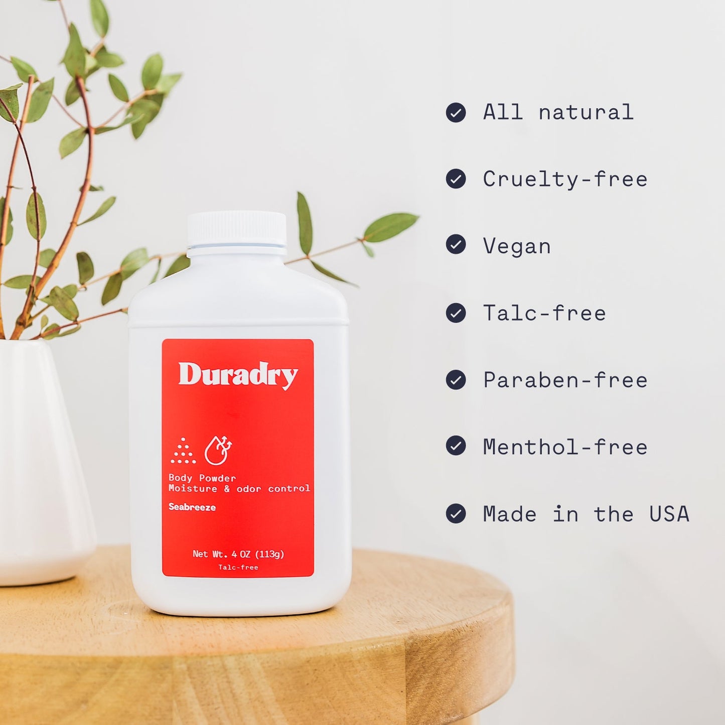 Body Powder Lightly Scented Talc-Free Body Powder Duradry