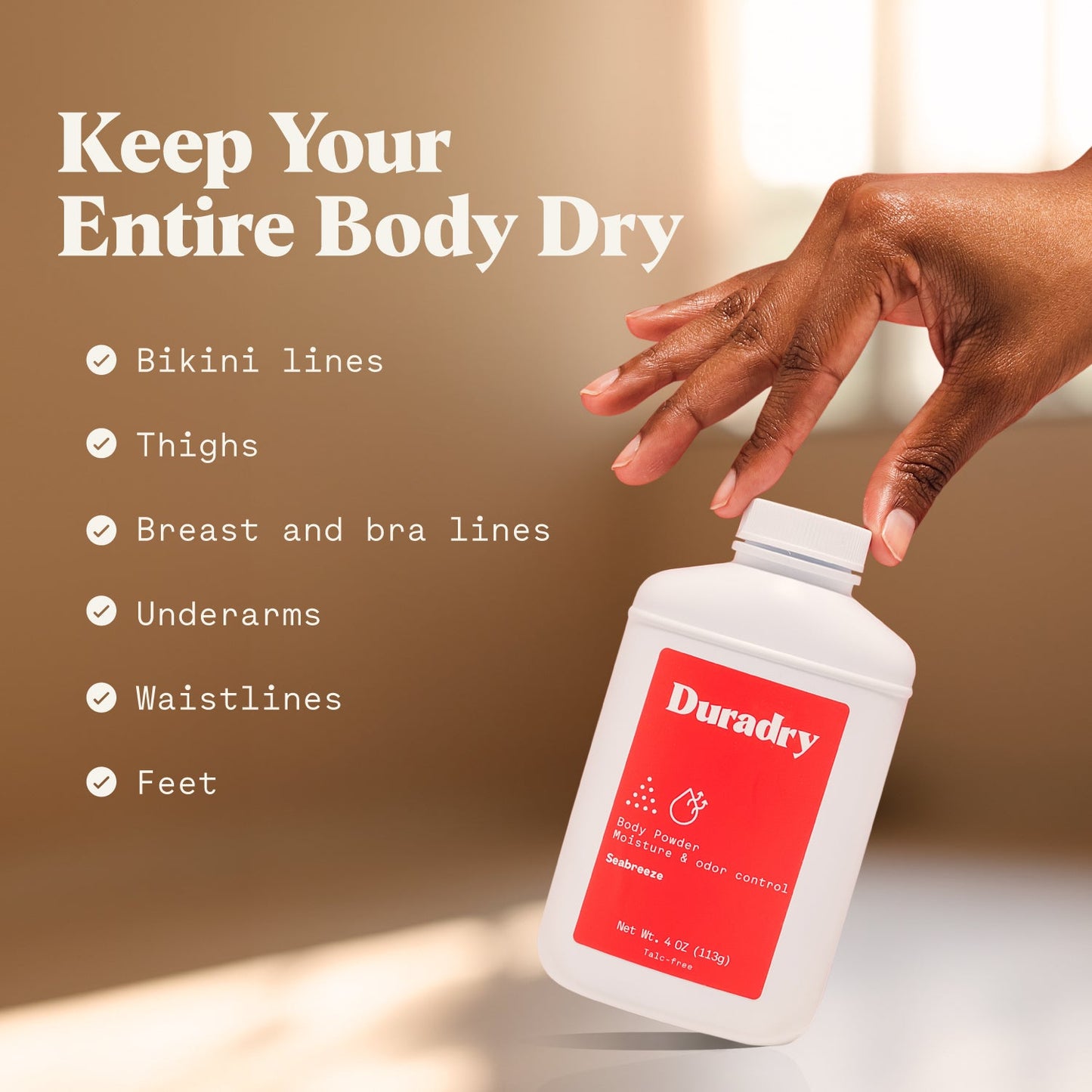 Body Powder Lightly Scented Talc-Free Body Powder Duradry